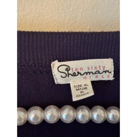 NWT Ten Sixty Sherman Girls Size XL Blue Long Sleeve Top Floral Hem Zipper Trim - Picture 4 of 5